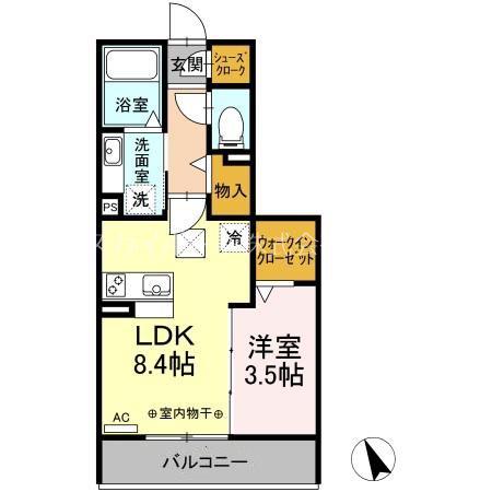 PRATIQUE(1LDK/1階)の間取り写真