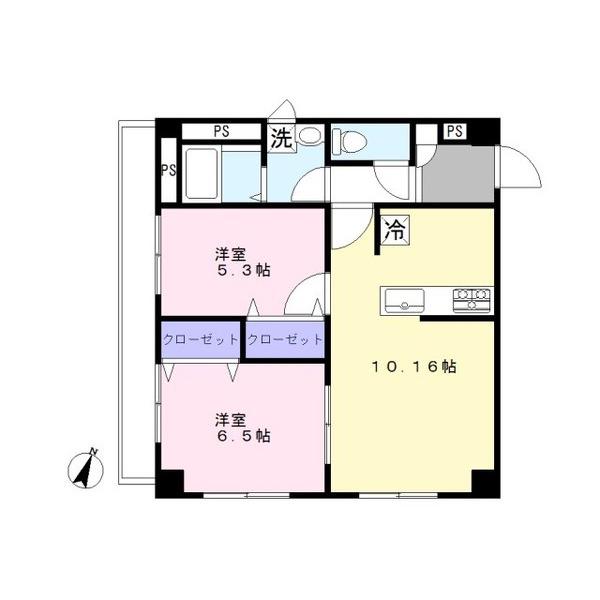 光ビル(2LDK/2階)の間取り写真