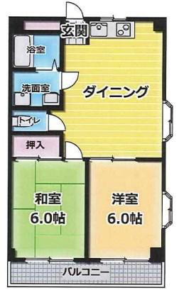 ハイツ菊水(2DK/7階)の間取り写真