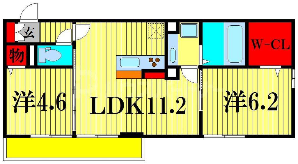コンフォート松戸(2LDK/3階)の間取り写真