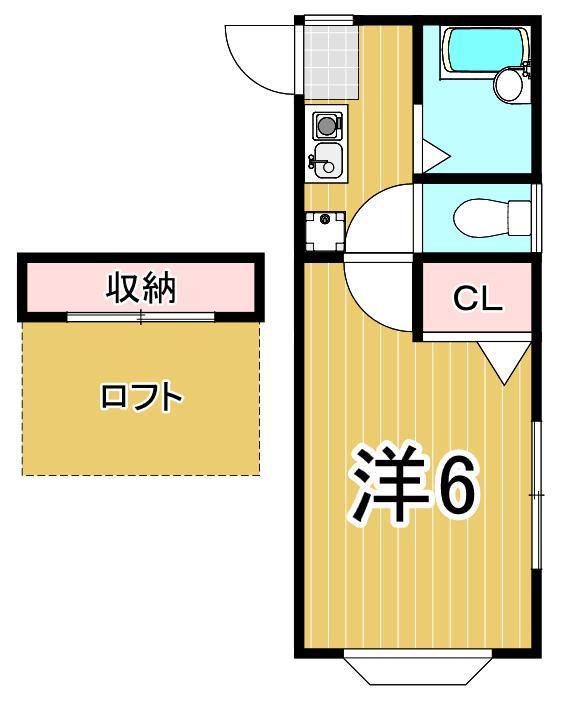 ドゥボワハイツ(1K/2階)の間取り写真