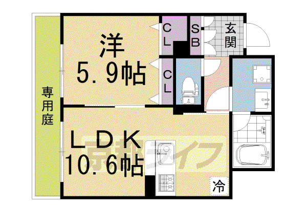 セントリヴィエ京都嵐山V(1LDK/1階)の間取り写真