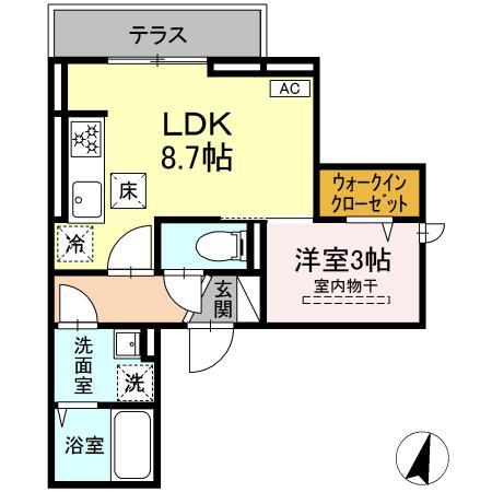 PAINA 弘明寺II(1LDK/1階)の間取り写真