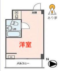 日東コーポ西横浜(ワンルーム/4階)の間取り写真