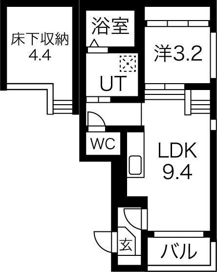 ル・ケレス八番町(1LDK/1階)の間取り写真