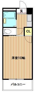 ふぁみーゆ勝山(1K/4階)の間取り写真