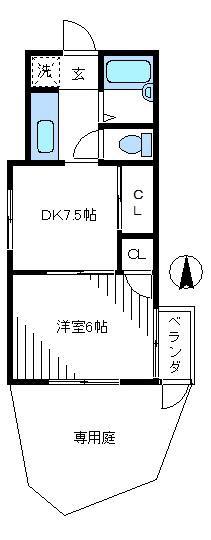サン・クレール横浜A棟(1DK/1階)の間取り写真