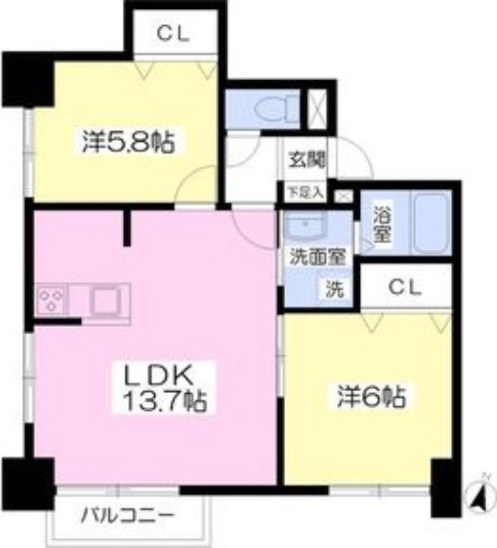 グラードエルヴィータ円山(2LDK/8階)の間取り写真