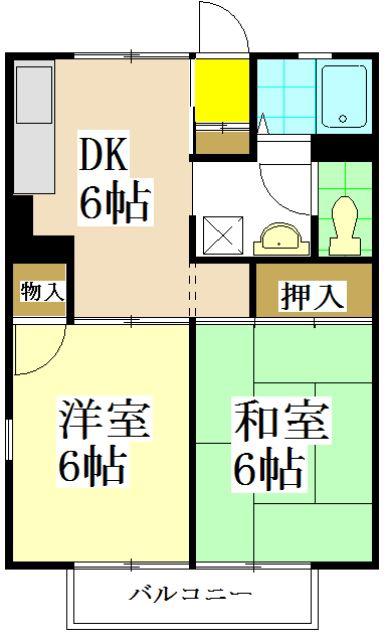 カーム・シバタ12(2DK/2階)の間取り写真