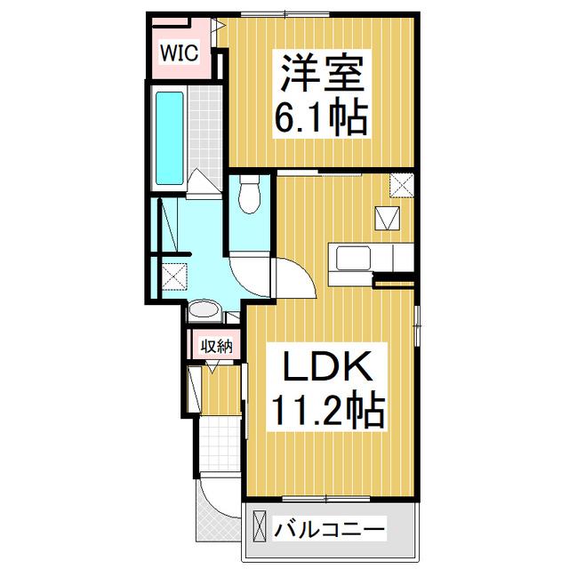 バンベール明 D(1LDK/1階)の間取り写真