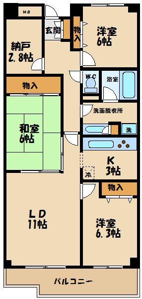 T S GARDEN府中(3SLDK/2階)の間取り写真