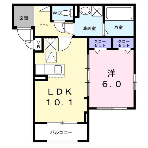 ラ・コリーヌ今福Z(1LDK/1階)の間取り写真