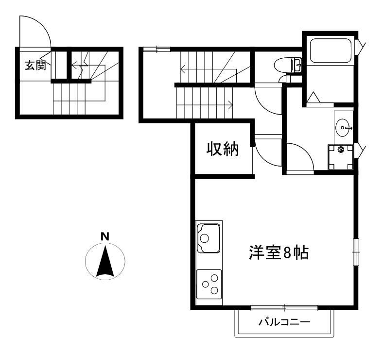 フォレストモア(ワンルーム/2階)の間取り写真
