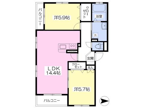 マンションリベイナ(2LDK/3階)の間取り写真