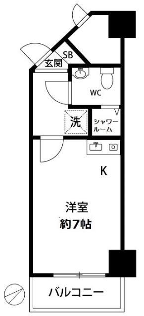 ライオンズマンション市谷薬王寺(ワンルーム/8階)の間取り写真