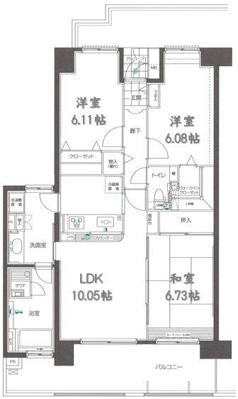 ベルドゥムール川口東(3LDK/11階)の間取り写真