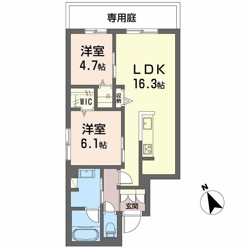 LA MAISON CALME(2LDK/1階)の間取り写真