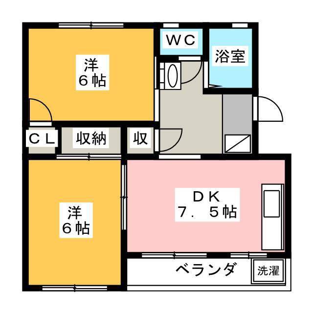 ミカサハイツ(2DK/1階)の間取り写真