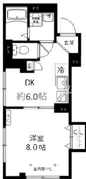ラフェリーチェ(1DK/2階)の間取り写真