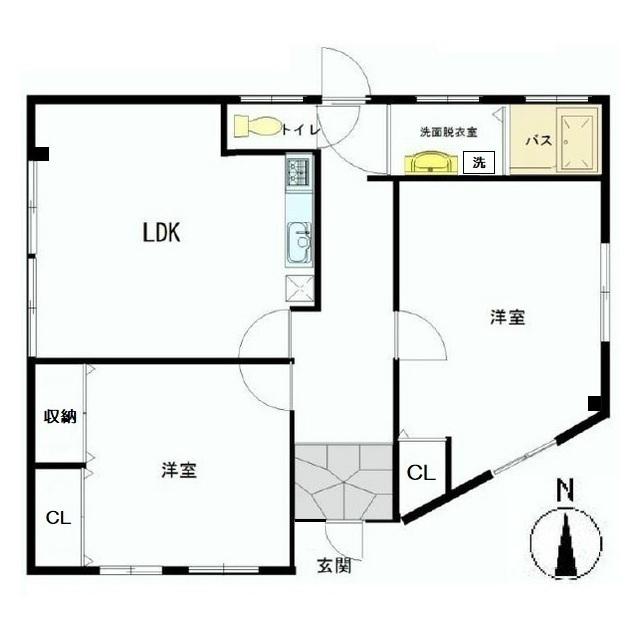 ヴェルモンテ武蔵小杉(2LDK/1階)の間取り写真