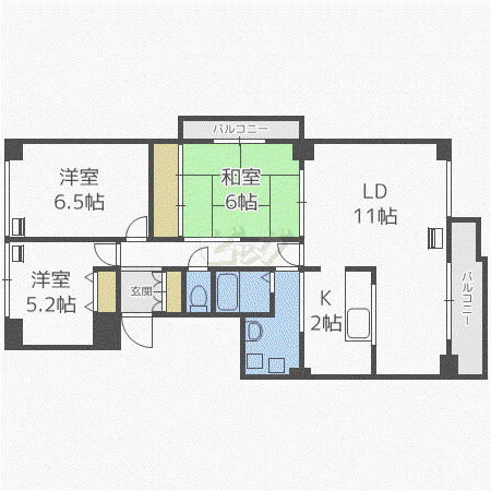 ベルシティ20(3LDK/11階)の間取り写真