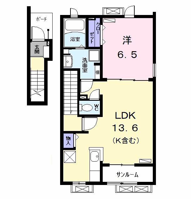ベルシア(1LDK/2階)の間取り写真