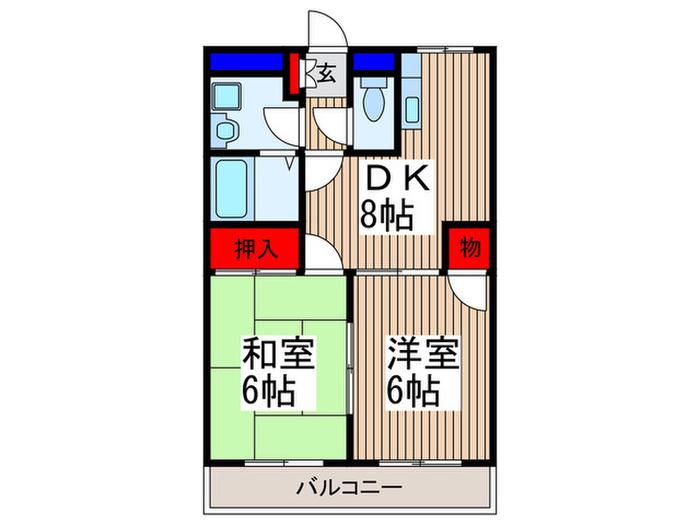 里・ヴェラドール(2DK/1階)の間取り写真