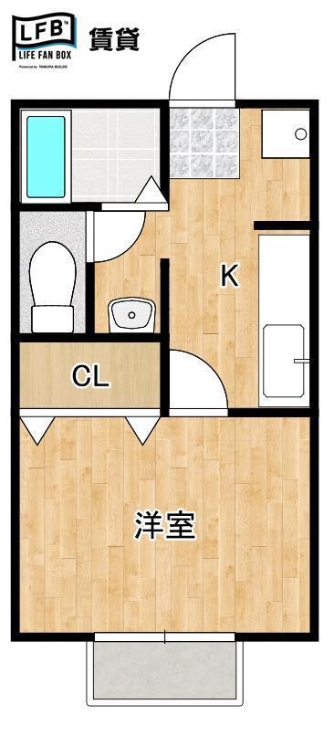 クレールハウス(1K/1階)の間取り写真