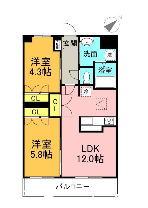 KANNA-KAMUI(2LDK/3階)の間取り写真