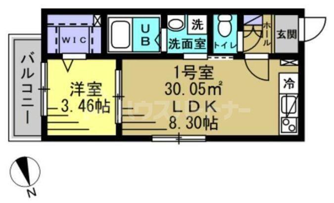 シエルドール南柏(1DK/1階)の間取り写真
