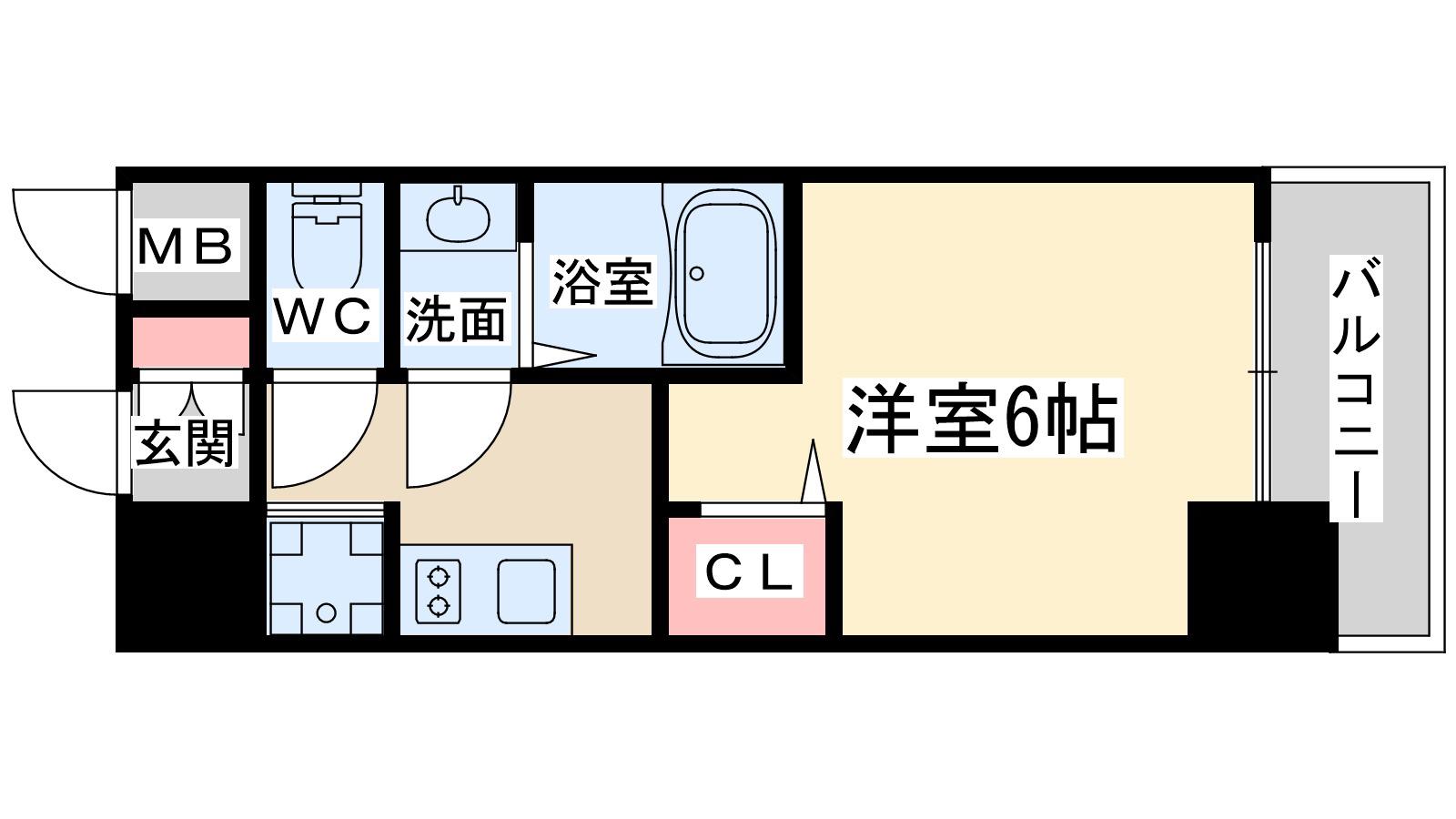 グランカリテ北梅田(1K/3階)の間取り写真