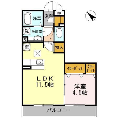 THE FLATS HIYOSHI(1LDK/2階)の間取り写真