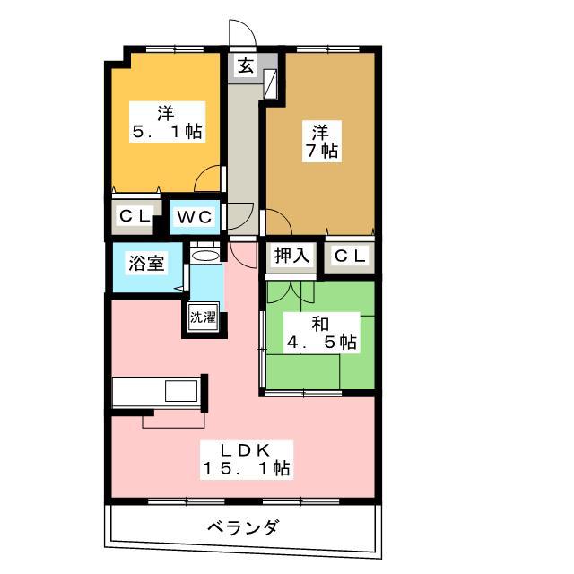 ラフォーレ23(3LDK/3階)の間取り写真