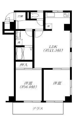 中落合ガーデニア(2LDK/1階)の間取り写真