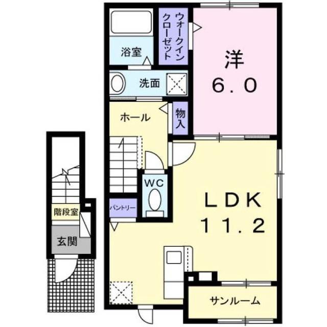 シャトー・バロンV(1LDK/2階)の間取り写真