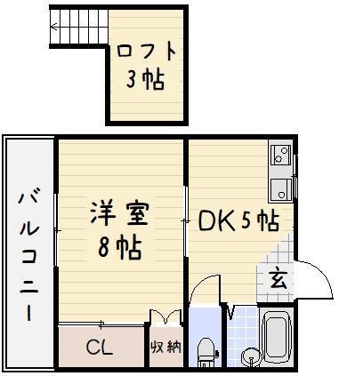 オアシス片野新町(1K/1階)の間取り写真