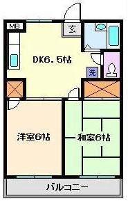 アーバンハイムよし田NO1(2DK/1階)の間取り写真