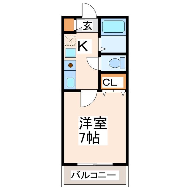 MH健軍(1K/4階)の間取り写真
