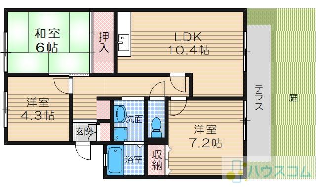 エクセル南茨木(3LDK/1階)の間取り写真