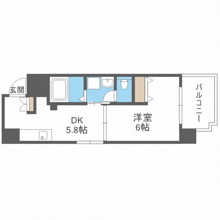 GALLERY谷町(1DK/3階)の間取り写真