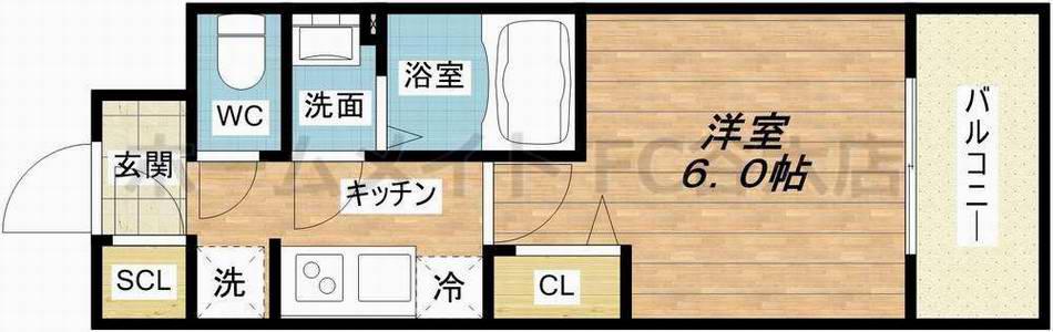 アドバンス大阪セレーノ(1K/15階)の間取り写真