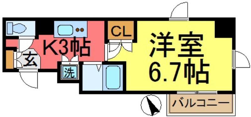 アルテシモPASSO(1K/2階)の間取り写真