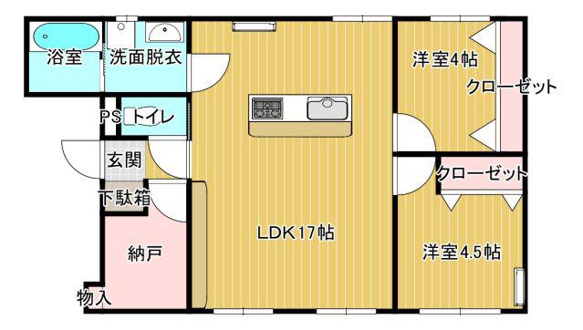 ウエストコート宇品(2LDK/2階)の間取り写真