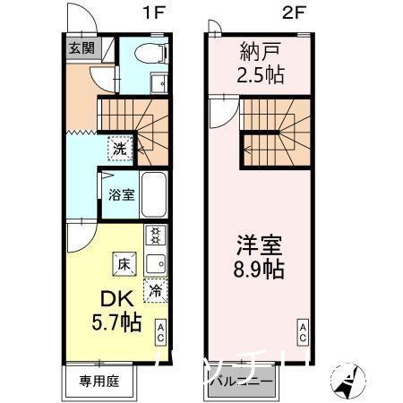 CASAJR箱崎II(1DK/1階)の間取り写真