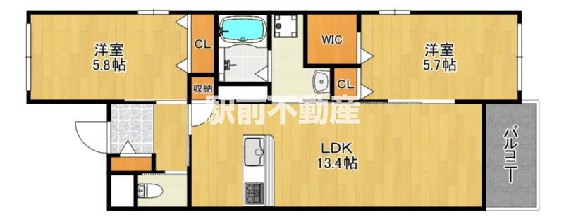 LA MAISON DU REVE ラ(2LDK/2階)の間取り写真