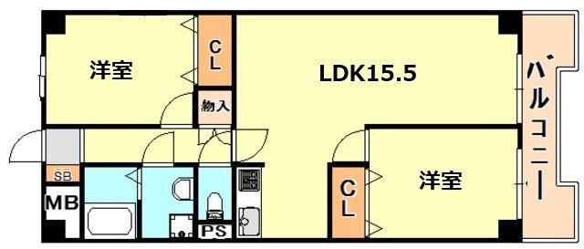 大仁マンション(2LDK/1階)の間取り写真