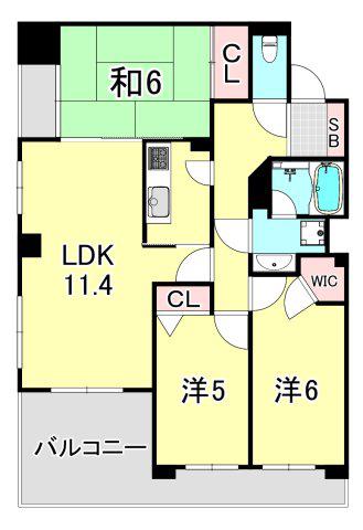 メゾン芦屋川(3LDK/5階)の間取り写真