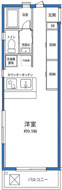 目黒ガーデンハウス(ワンルーム/1階)の間取り写真