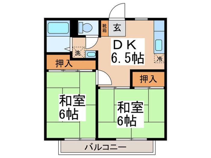 サンヴィレッジB棟(2DK/2階)の間取り写真