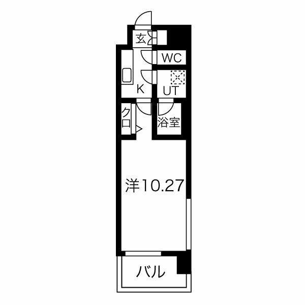 レジデンシア今池(1K/8階)の間取り写真